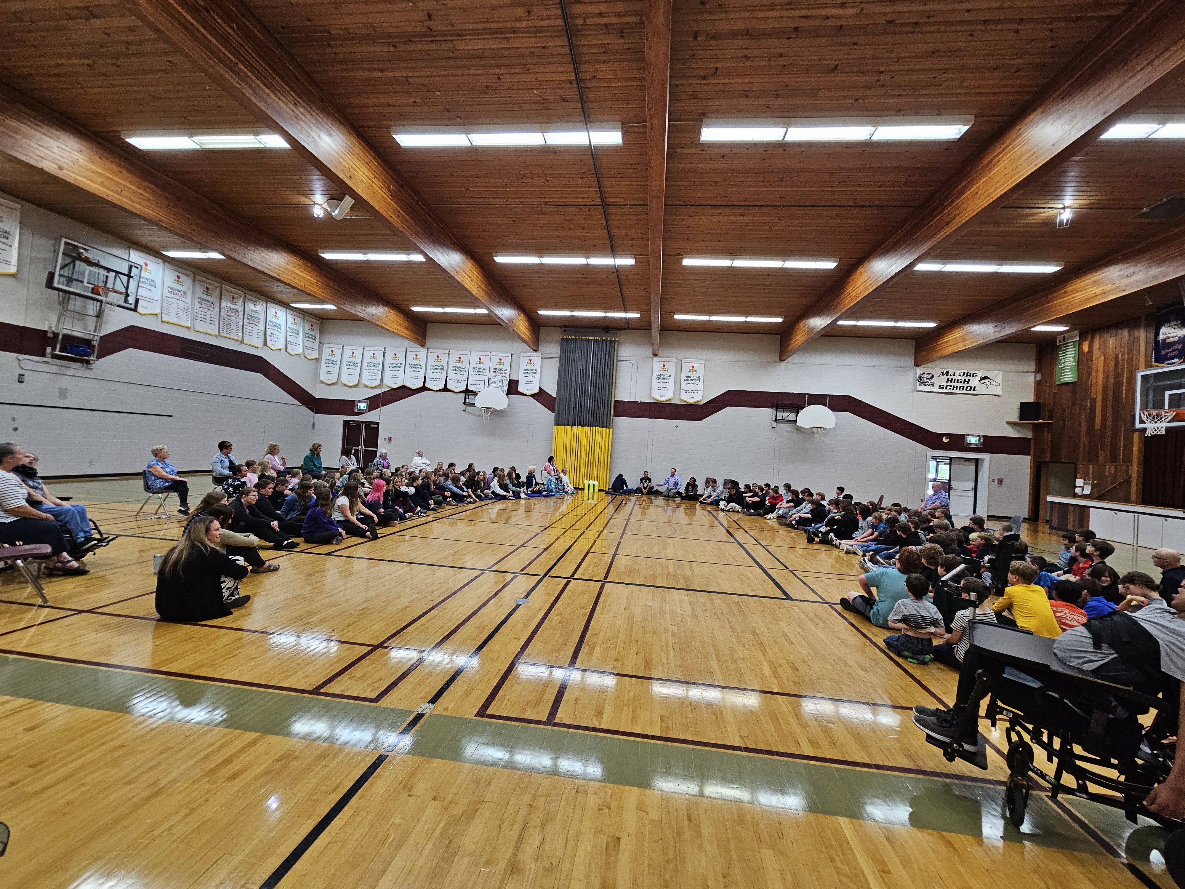 Whole school participating in Pipe Ceremony