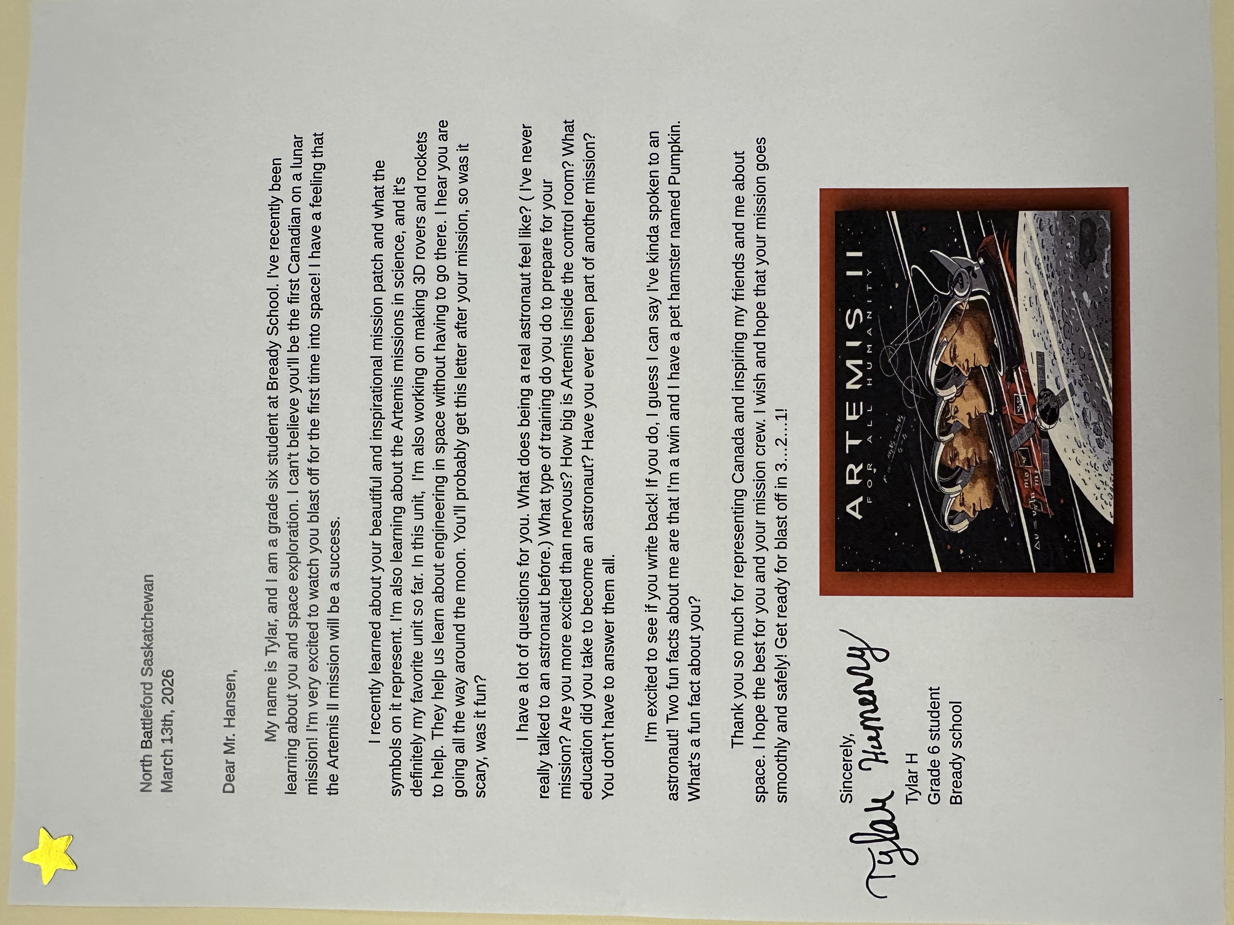 Second Student Letter